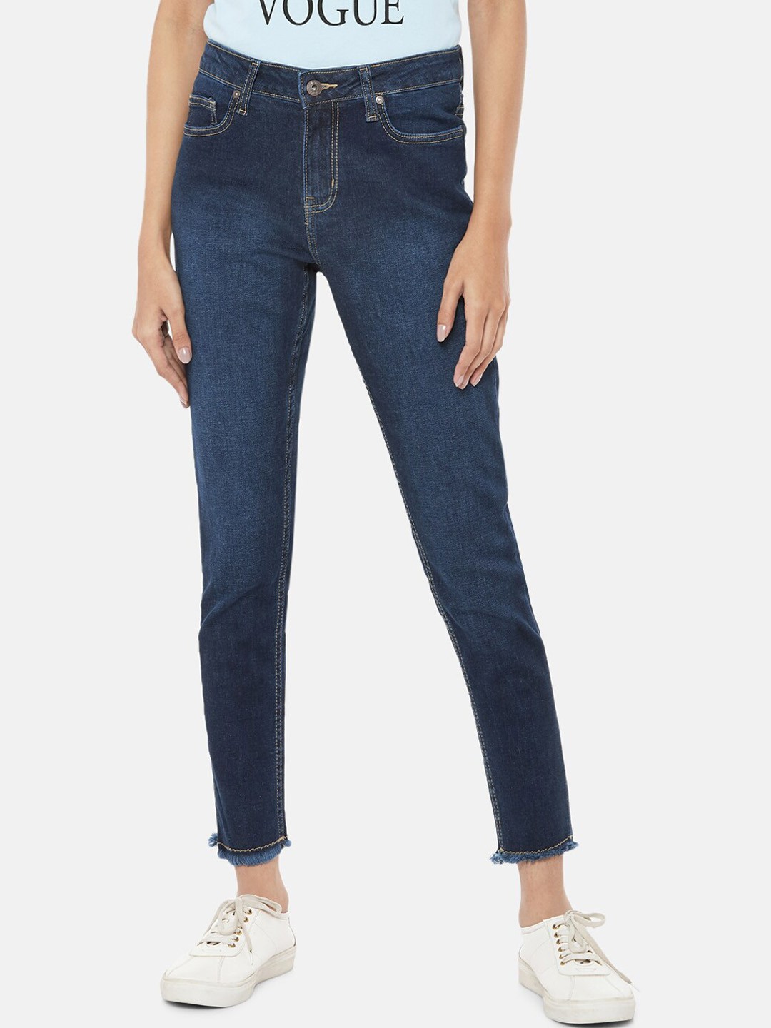 

People Women Blue Regular Fit Mid-Rise Clean Look Jeans