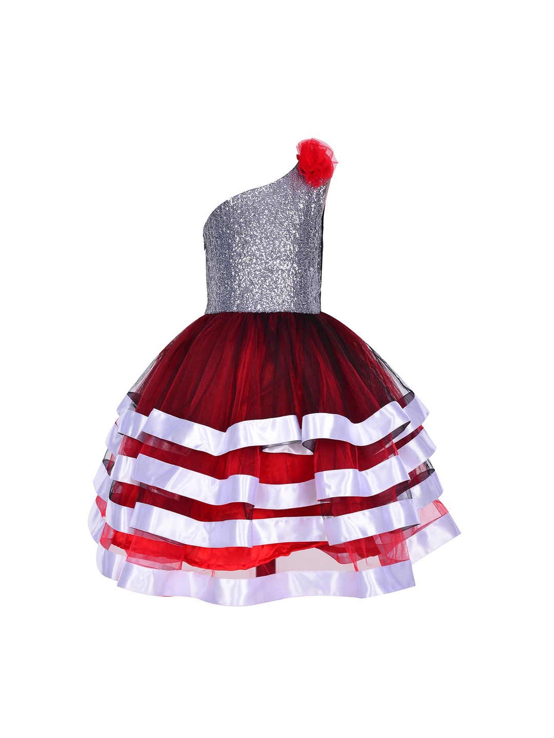 

Samsara Couture Girls Multicoloured Solid Fit and Flare Dress, Multi