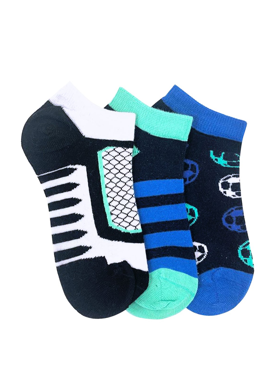 

KazarMax Boys Pack Of 3 Patterned Ankle-Length Socks, Blue