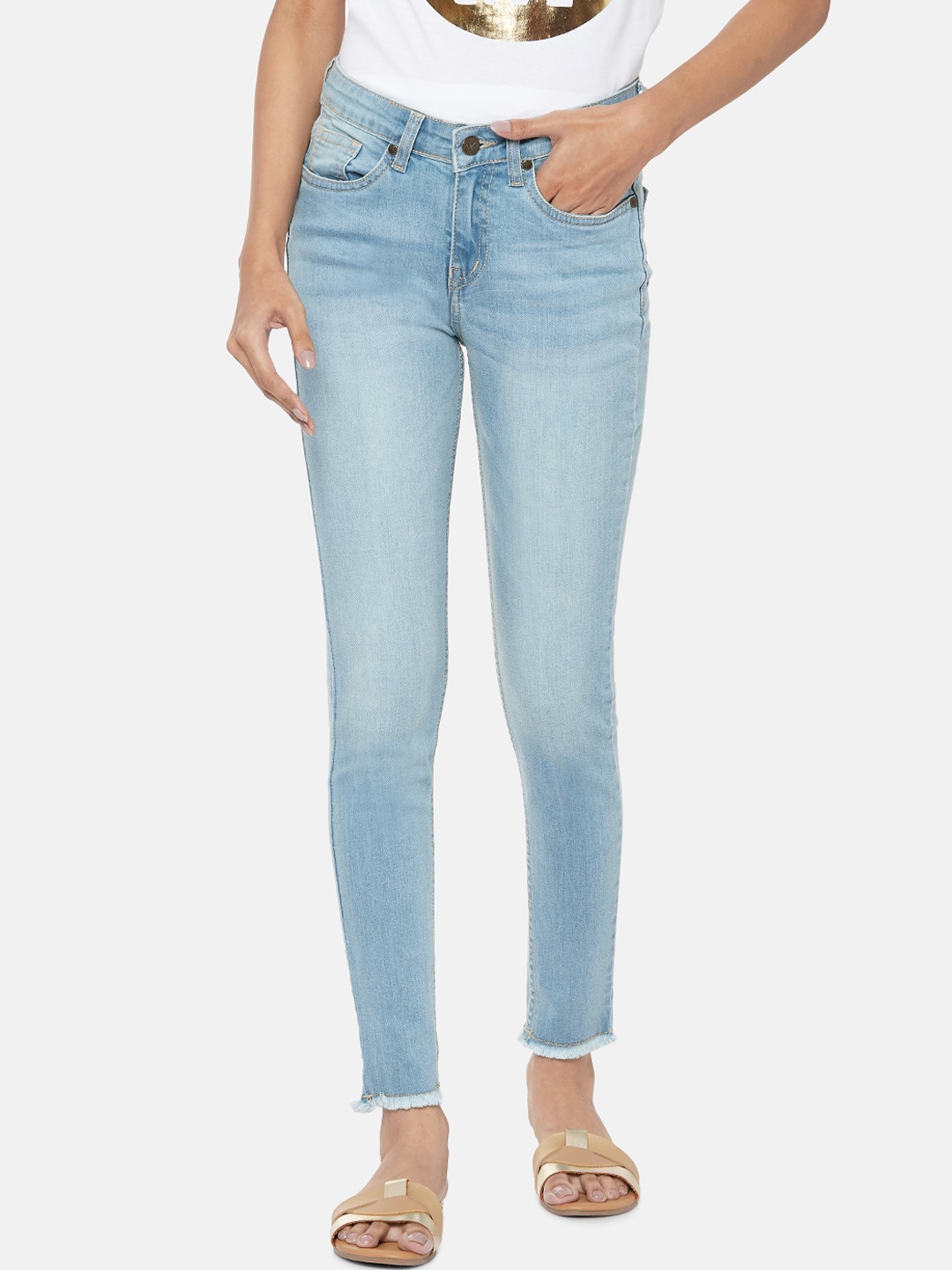

People Women Blue Regular Fit Jeans