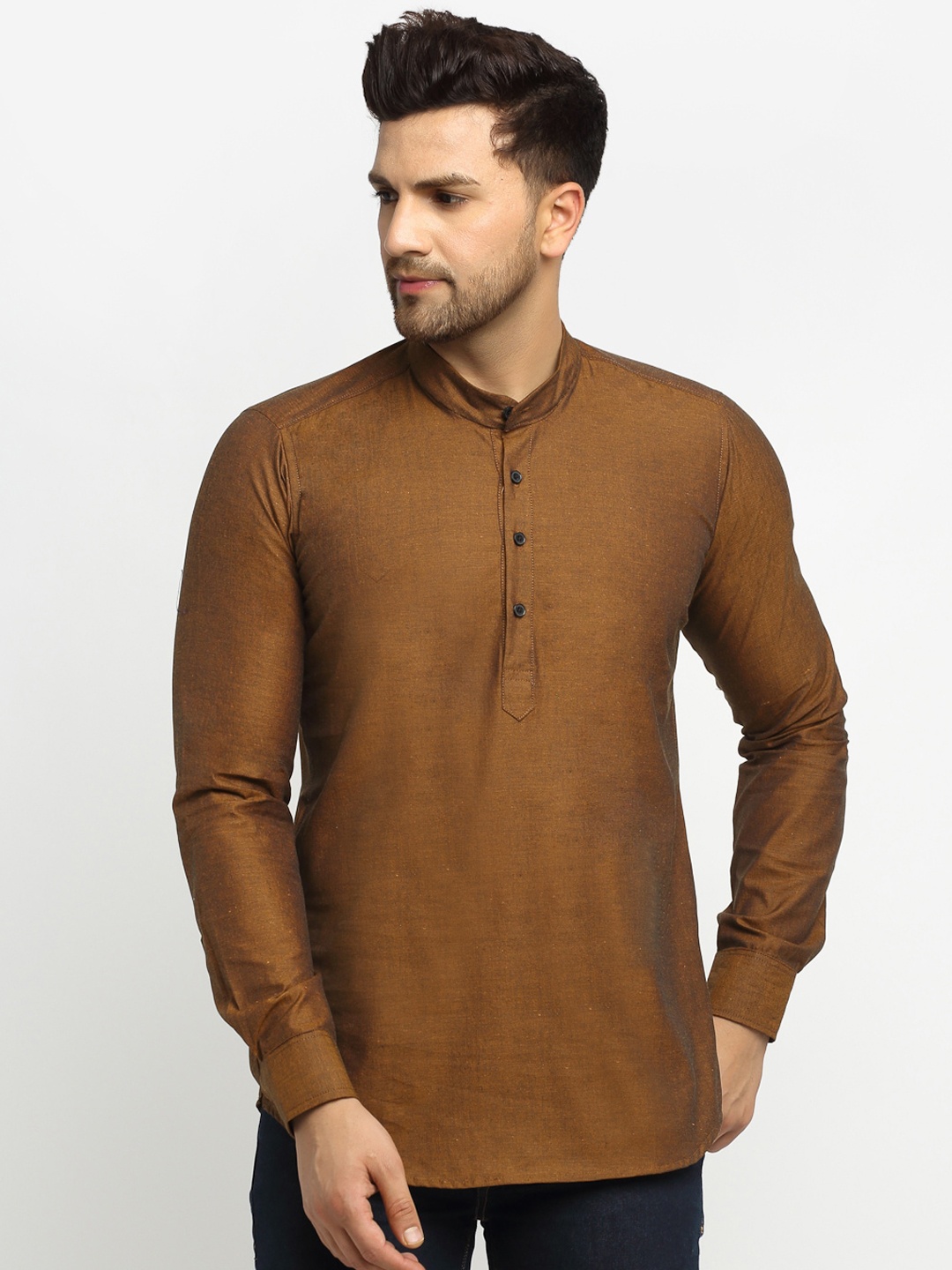 

Cross Court Men Brown Handloom Kurta