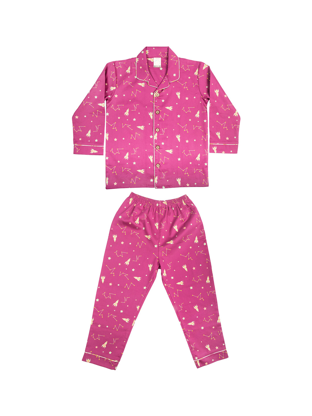 

CASA DE NEE NEE Unisex Kids Magenta & White Printed Night Suit