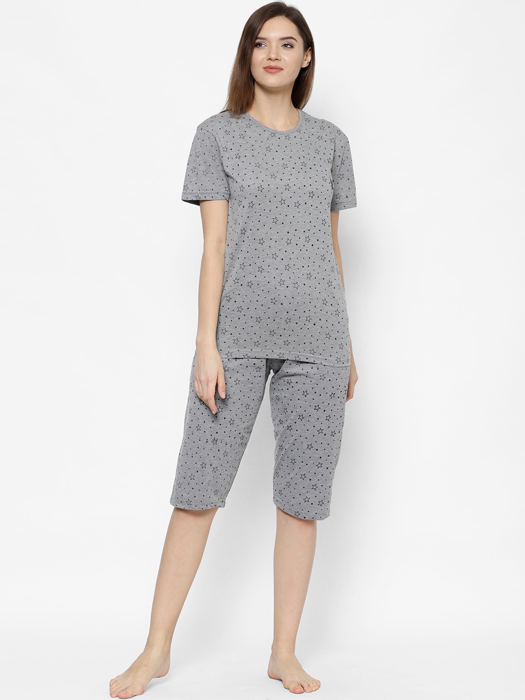 

VIMAL JONNEY Women Grey Printed Night suit