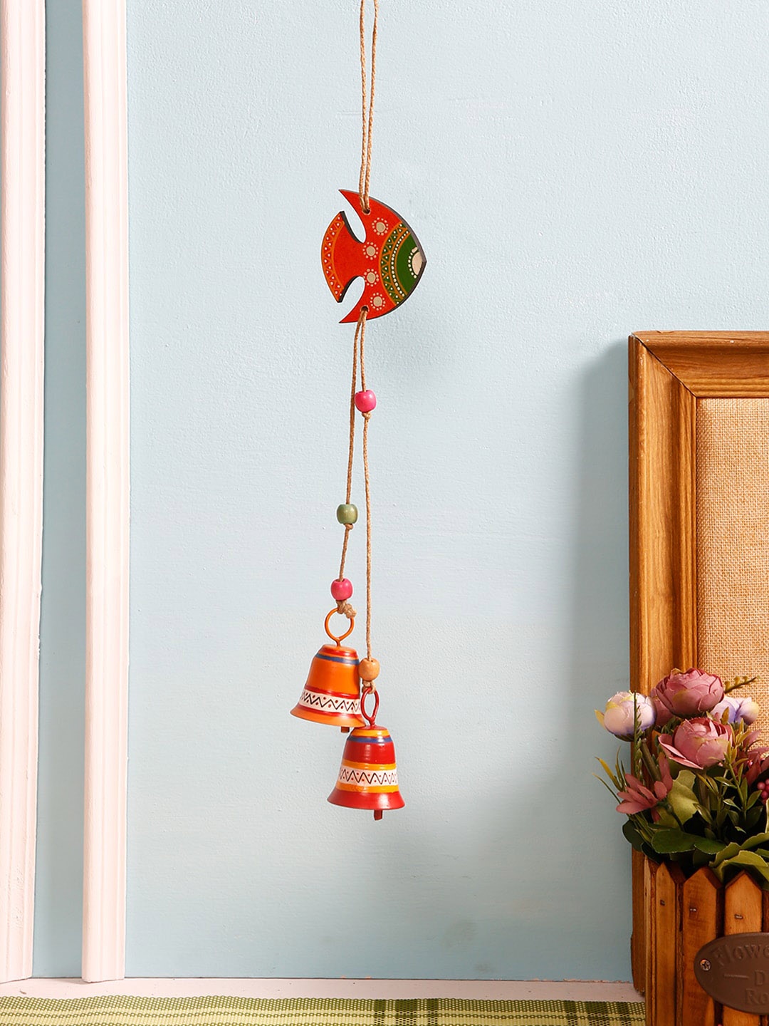 

Aapno Rajasthan Orange & Green Fish Hanging With Bells Windchime