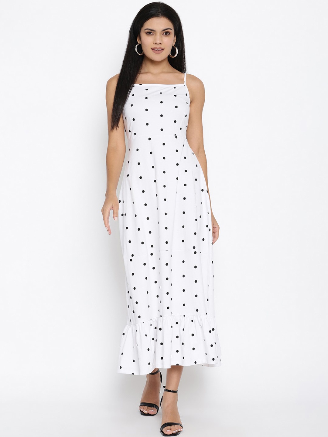 

THREAD MUSTER Women White Printed Cotton Maxi Dress