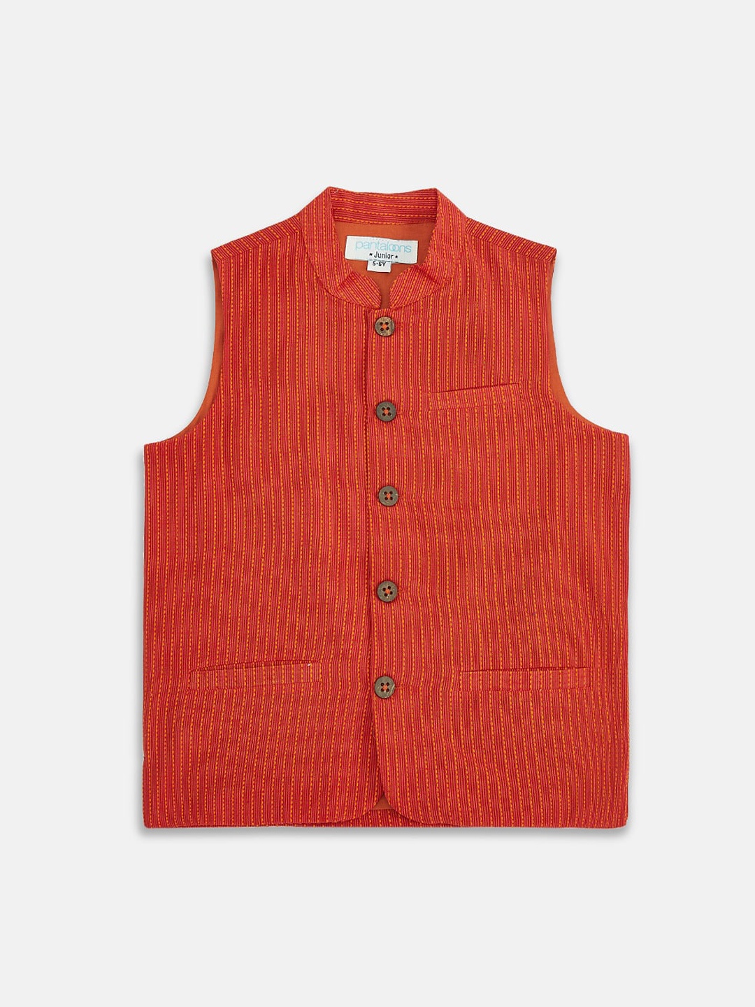 

indus route by Pantaloons Boys Red Self Design Waistcoat