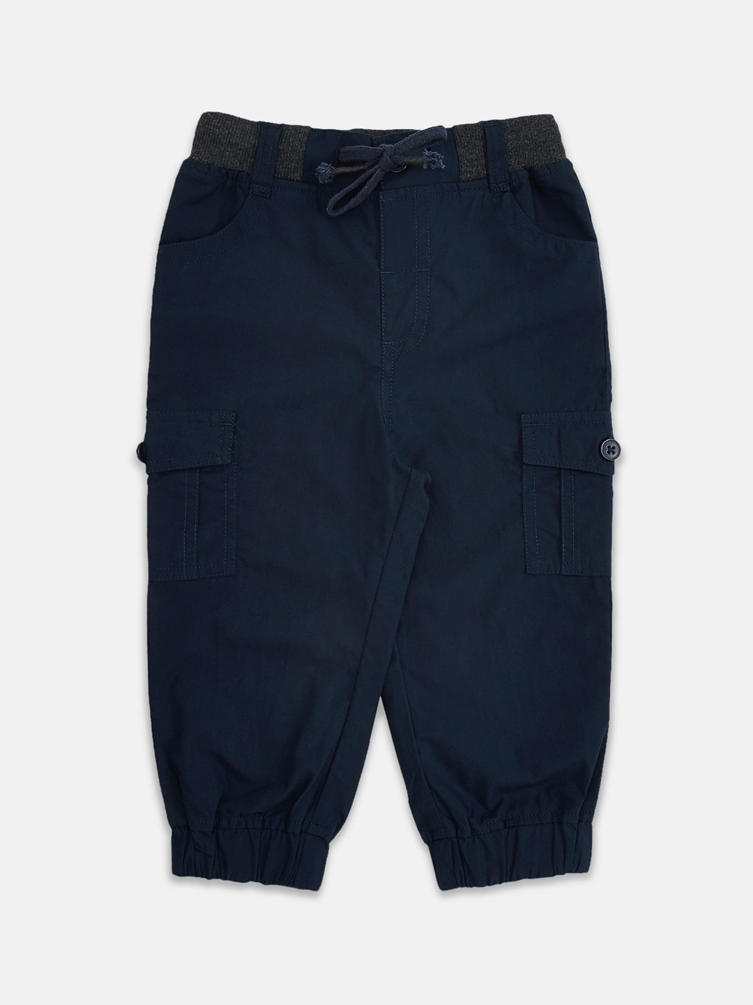 

Pantaloons Baby Boys Navy Blue Regular Fit Solid Cargos