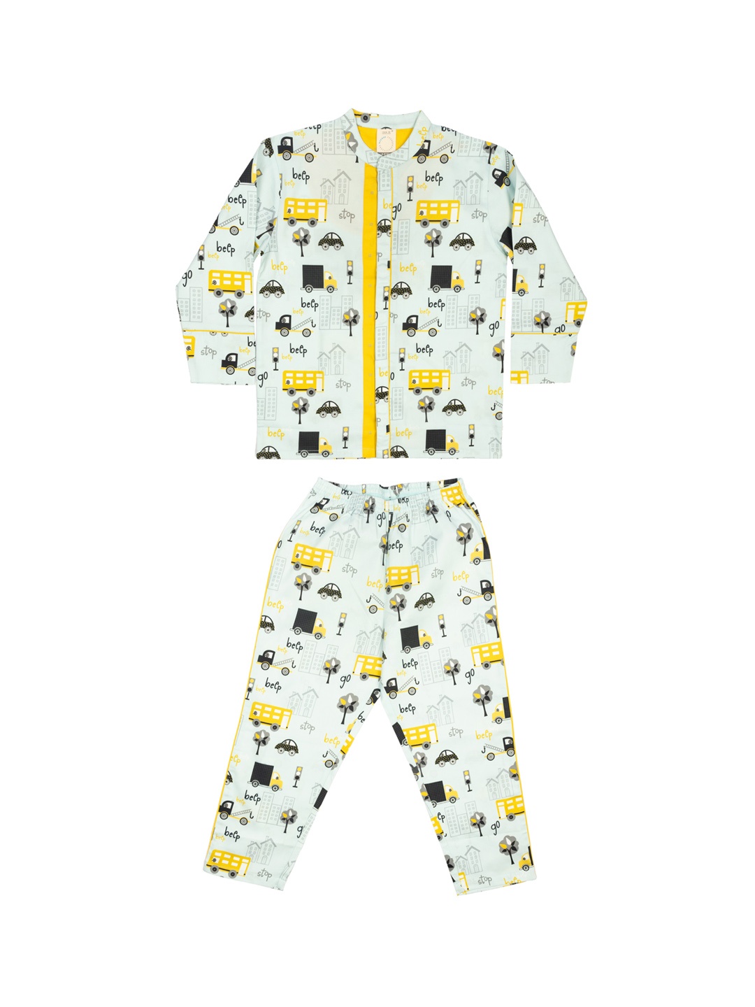 

CASA DE NEE NEE Kids Sea Green & Yellow Printed Night Suit