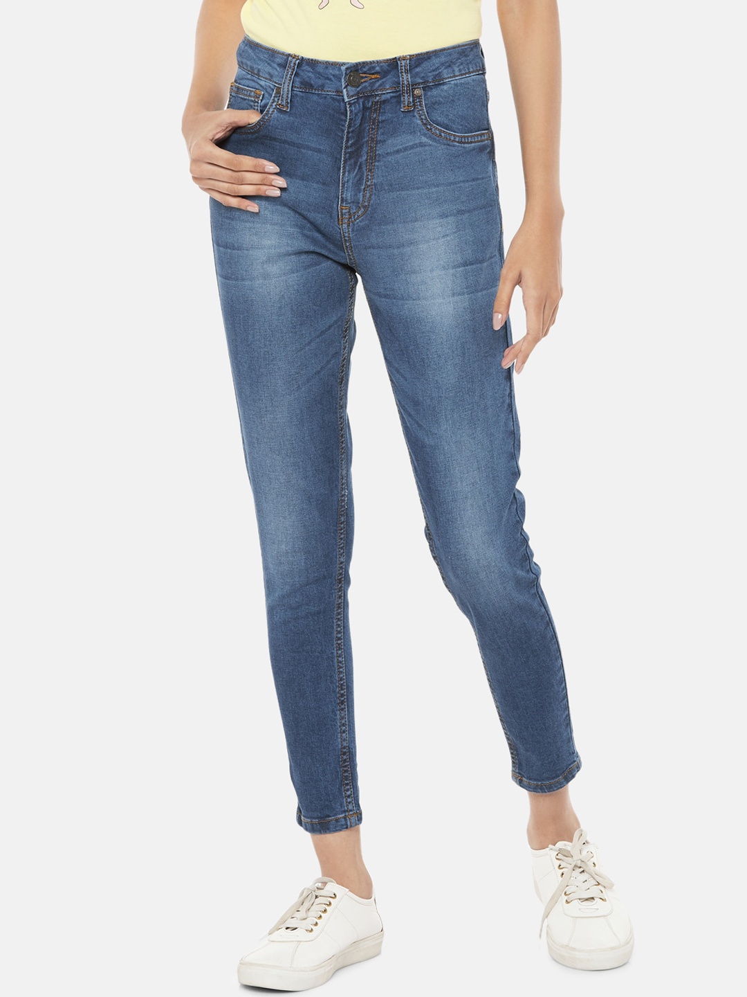

People Women Blue Mid-Rise Regular Fit Jeans