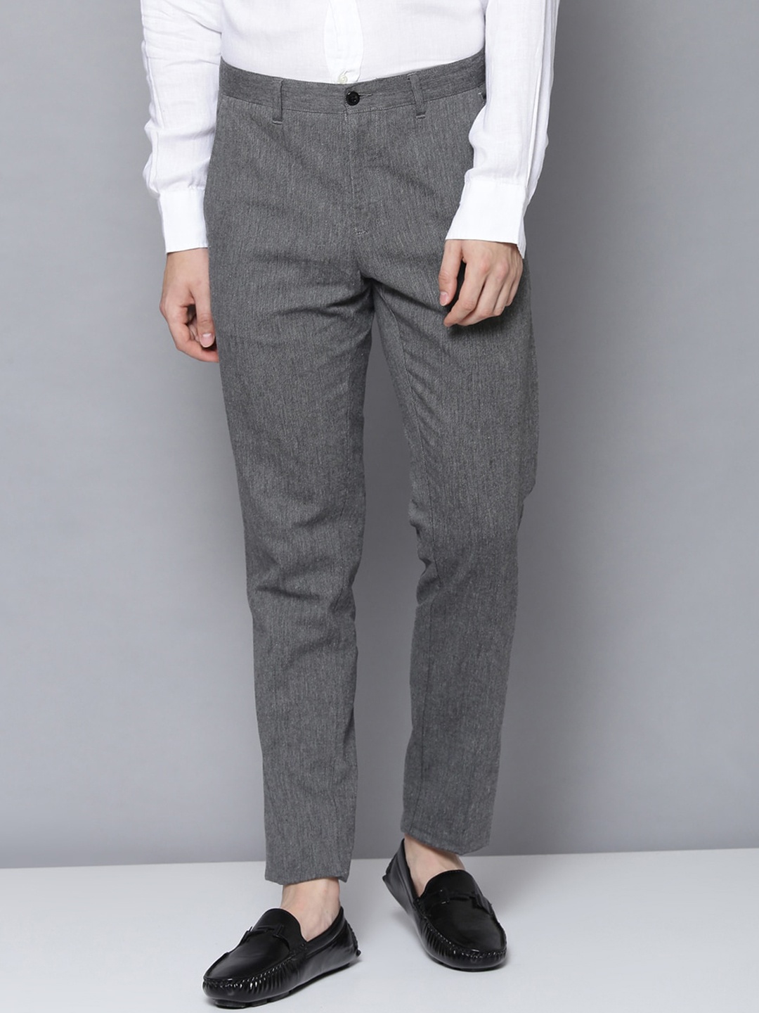 

GANT Men Grey Slim Fit Self Design Formal Trousers