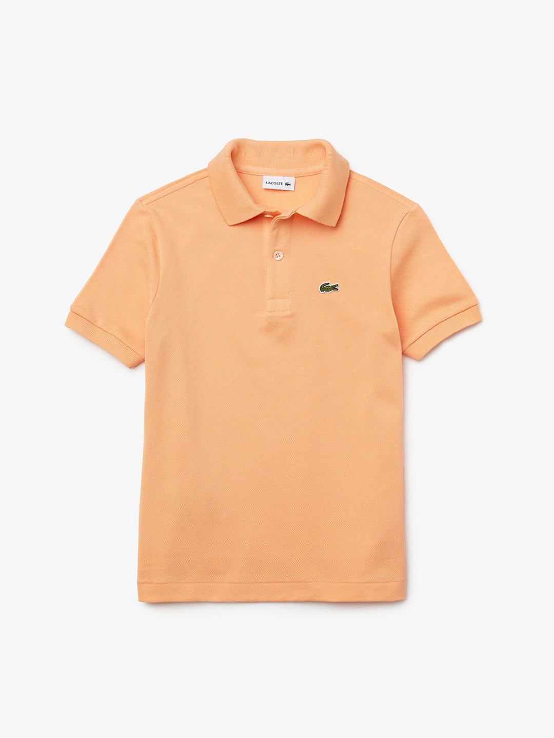 

Lacoste Boys Peach-Coloured Solid Polo Collar T-shirt