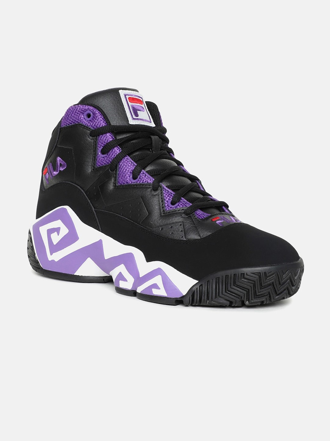 

FILA Men Black Woven Design Leather Sneakers