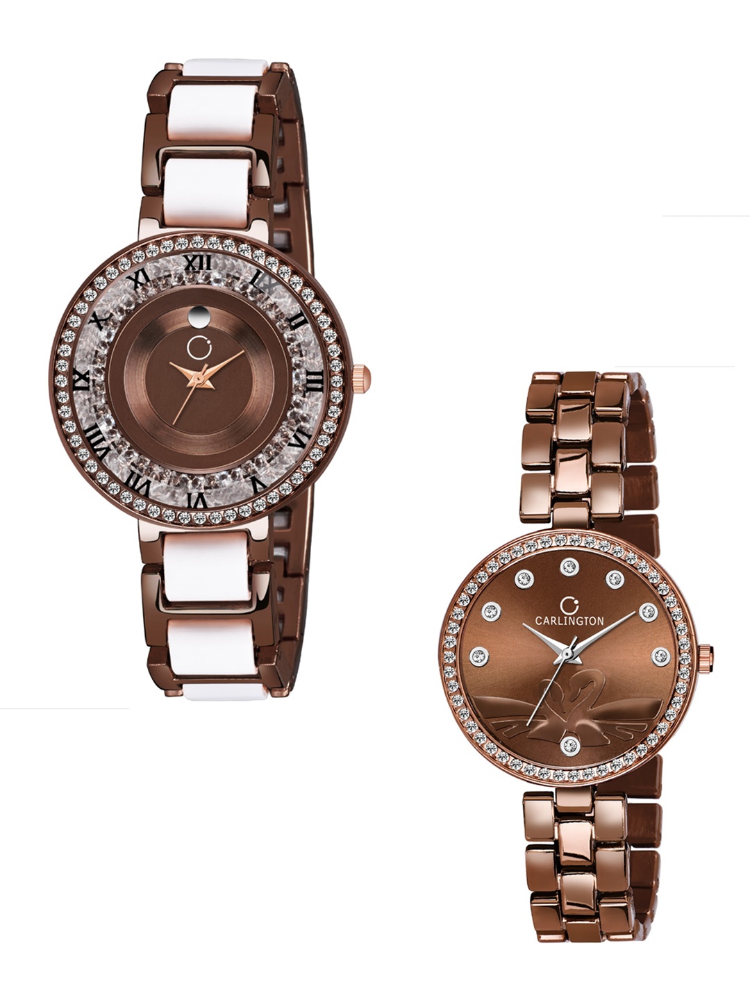 

CARLINGTON Women Set Of 2 Brown & White Analogue Watches Mova