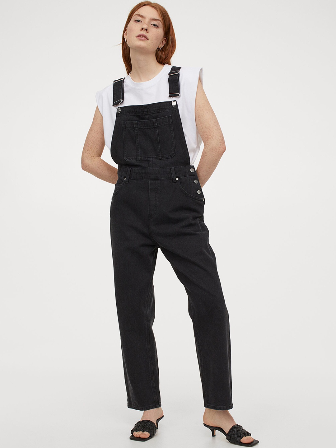 

H&M Grey & Black Denim Dungarees