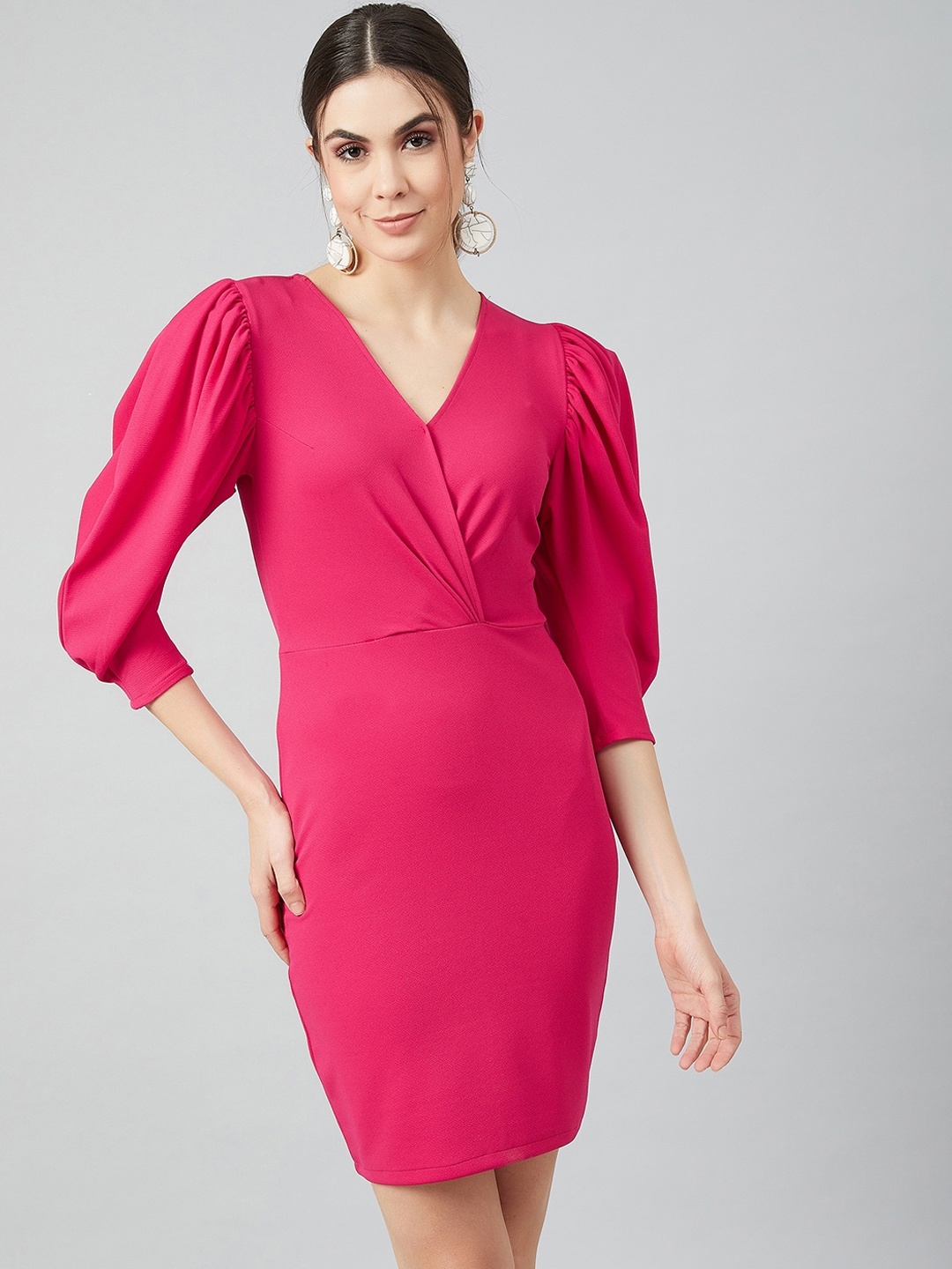 

Athena Women Fuchsia Pink Solid Sheath Dress