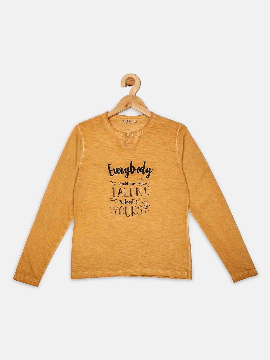 

Nins Moda Boys Yellow Printed Round Neck T-shirt