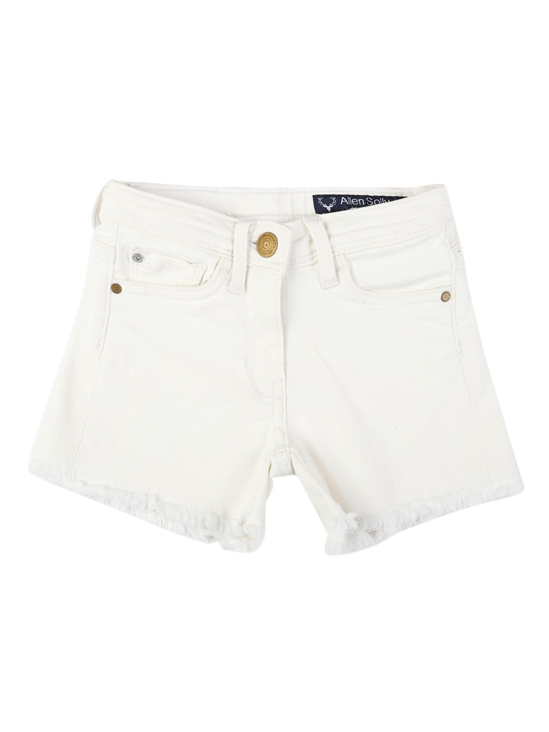 

Allen Solly Junior Girls White Solid Regular Fit Denim Shorts