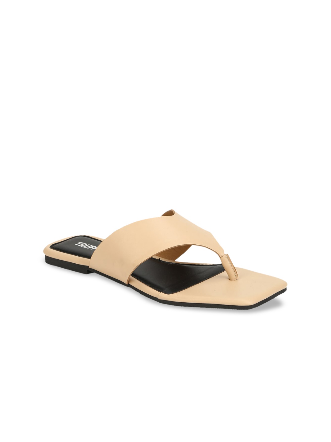 

Truffle Collection Women Nude-Coloured Solid PU Open Toe Flats