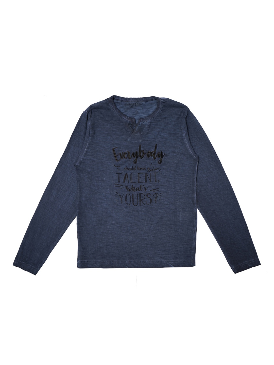 Nins Moda Boys Blue Printed Round Neck T-shirt