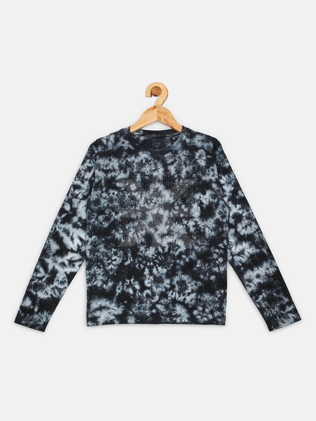 

Nins Moda Boys Black Embroidered Round Neck T-shirt