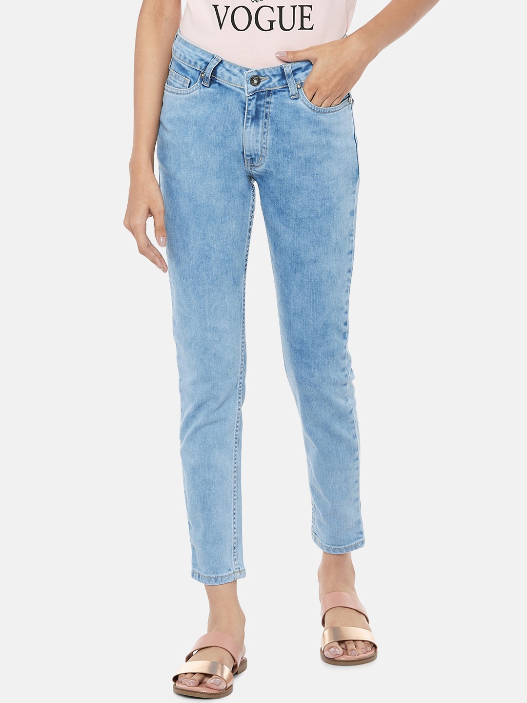 

People Women Blue Regular Fit Jeans