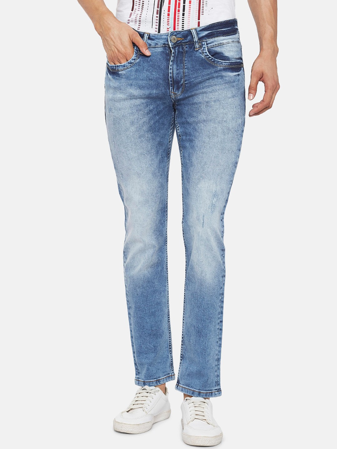 

SF JEANS by Pantaloons Men Blue Slim Fit Low-Rise Low Distress Jeans