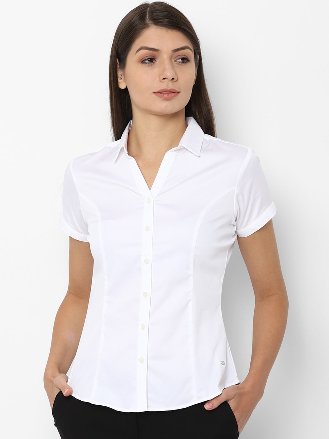 

Allen Solly Woman Women White Regular Fit Pure Cotton Solid Casual Shirt
