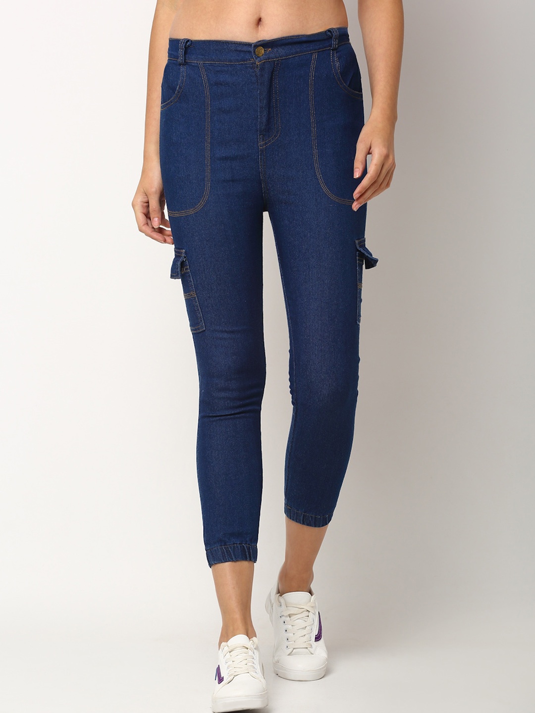

Miaz Lifestyle Women Blue Washed Cropped Denim Jeggings