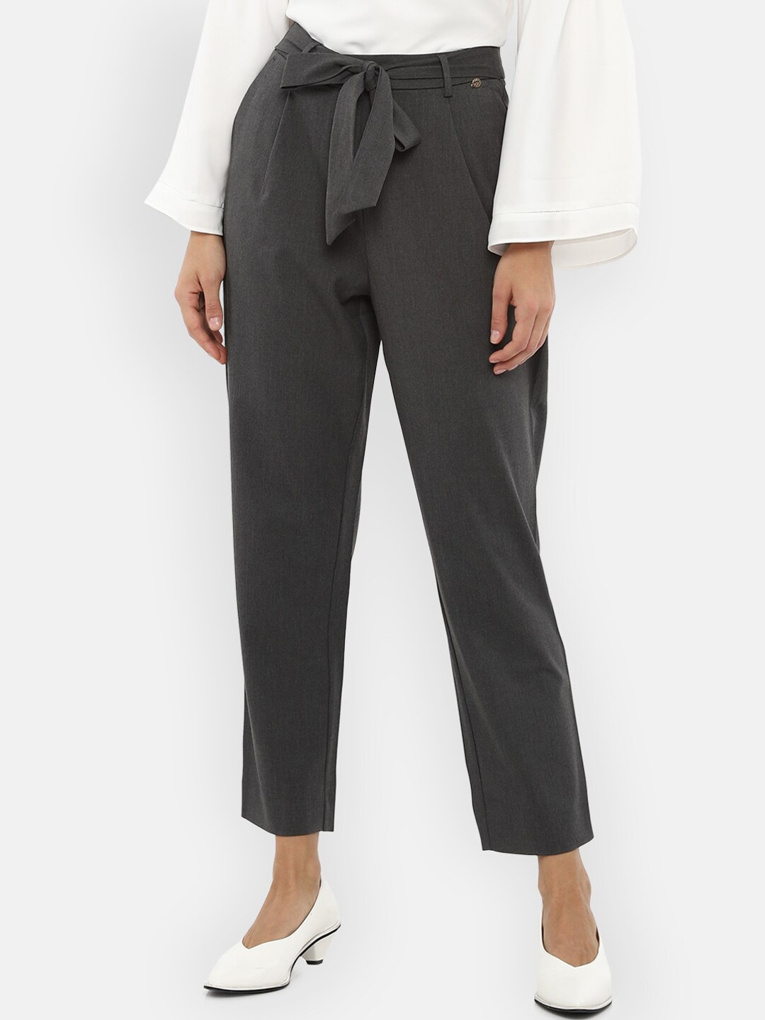 

Van Heusen Woman Women Grey Regular Fit Solid Peg Trousers