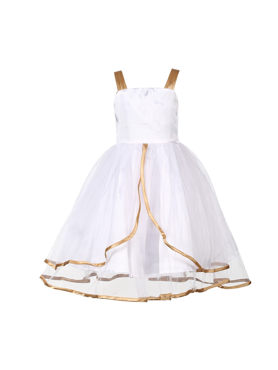 Samsara Couture Girls White Solid Fit and Flare Dress