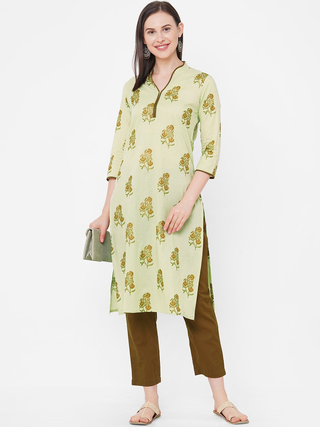 

Aprique FAB Women Green Printed Kurta with Trousers