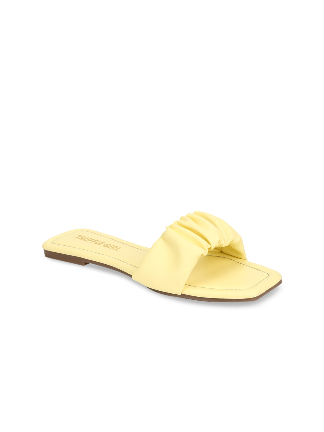 

Truffle Collection Women Yellow Solid PU Open Toe Flats