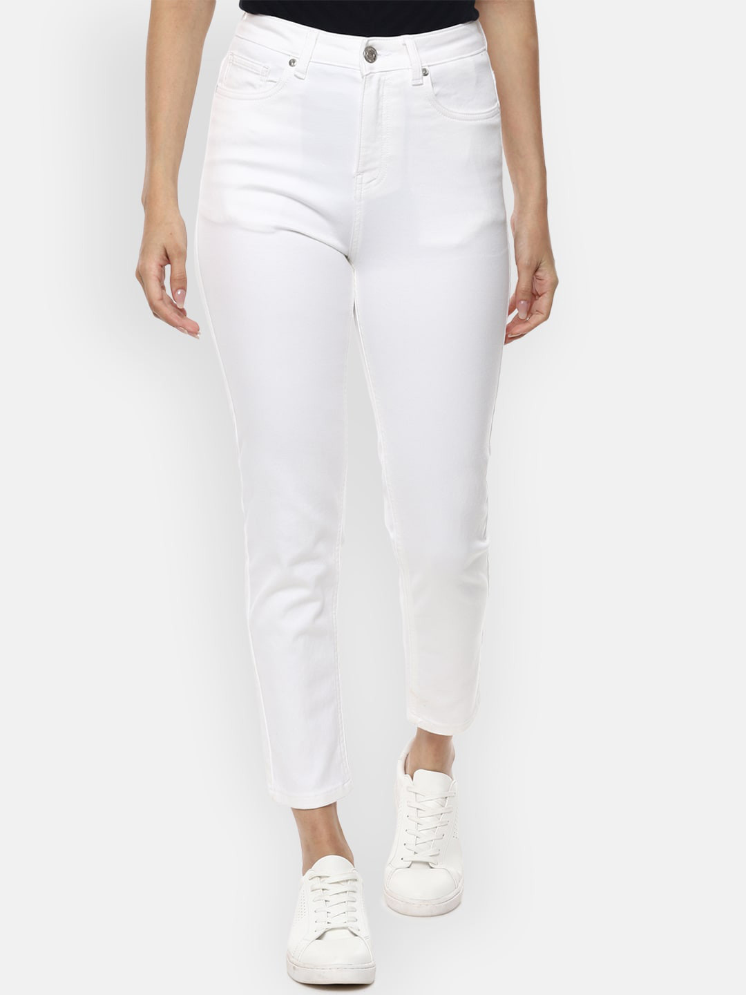 

Van Heusen Woman Women White Slim Fit Mid-Rise Clean Look Cropped Stretchable Jeans