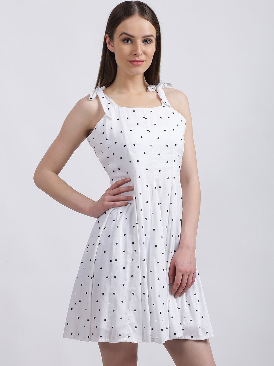 

Zink London Women White Printed Fit and Flare Dress