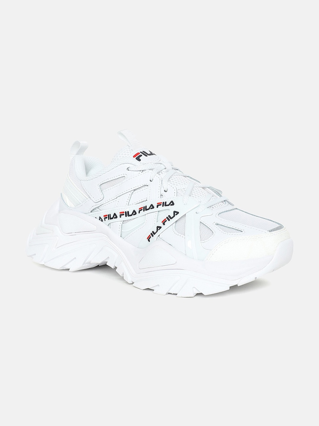 

FILA Women White Printed Leather Sneakers