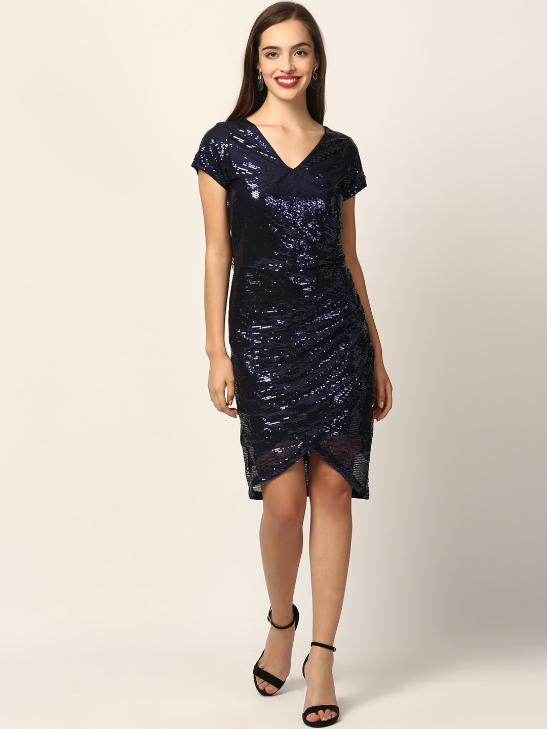 

ZOELLA Women Navy Blue Embellished Sheath Dress