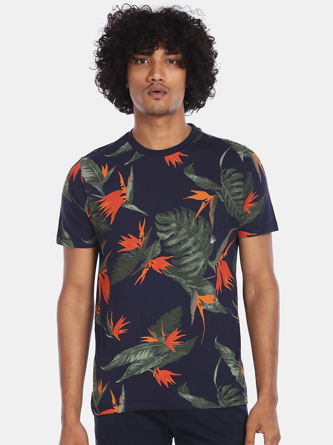 

Aeropostale Men Blue Printed Round Neck T-shirt
