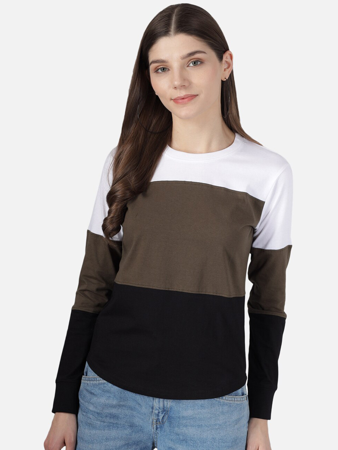 

The Dry State Women Multicoloured Colourblocked Round Neck T-shirt, Multi