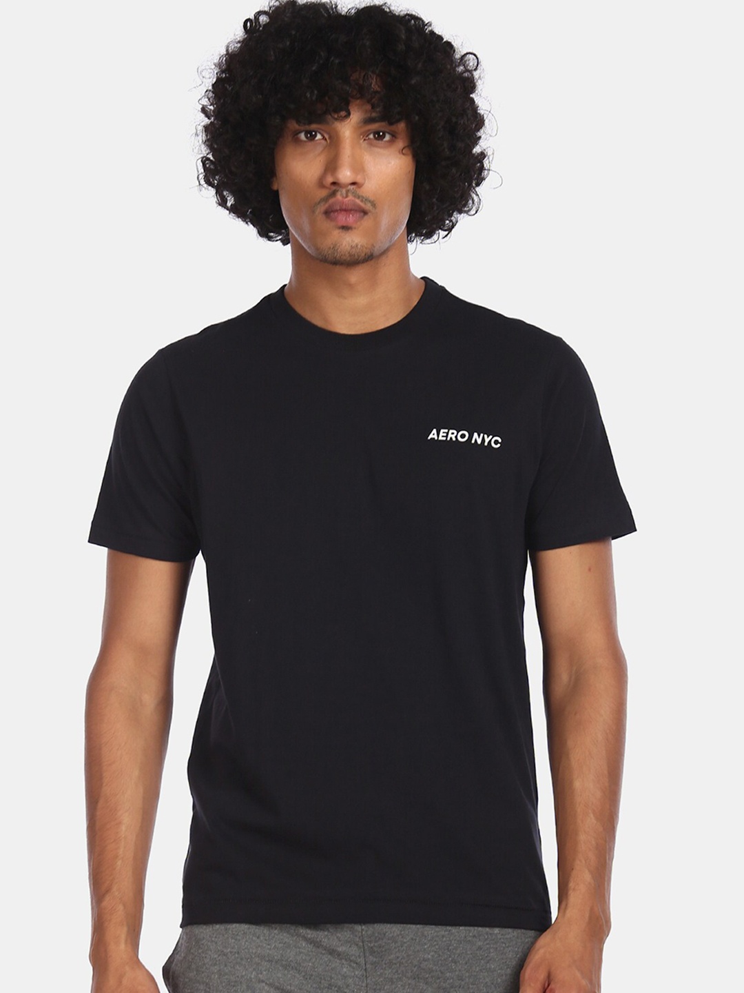 

Aeropostale Men Black Printed Round Neck T-shirt