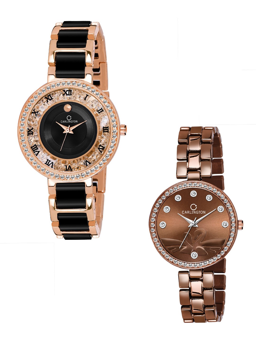 

CARLINGTON Women Set of 2 Black & Brown Analogue Watches