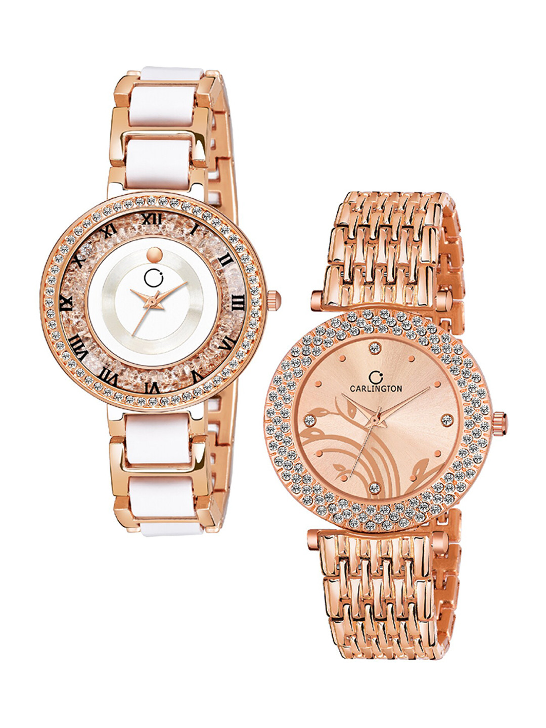 

CARLINGTON Women Set of 2 Rose Gold Analogue Watch - Combo Mova RoseWhite and 105 RoseGold