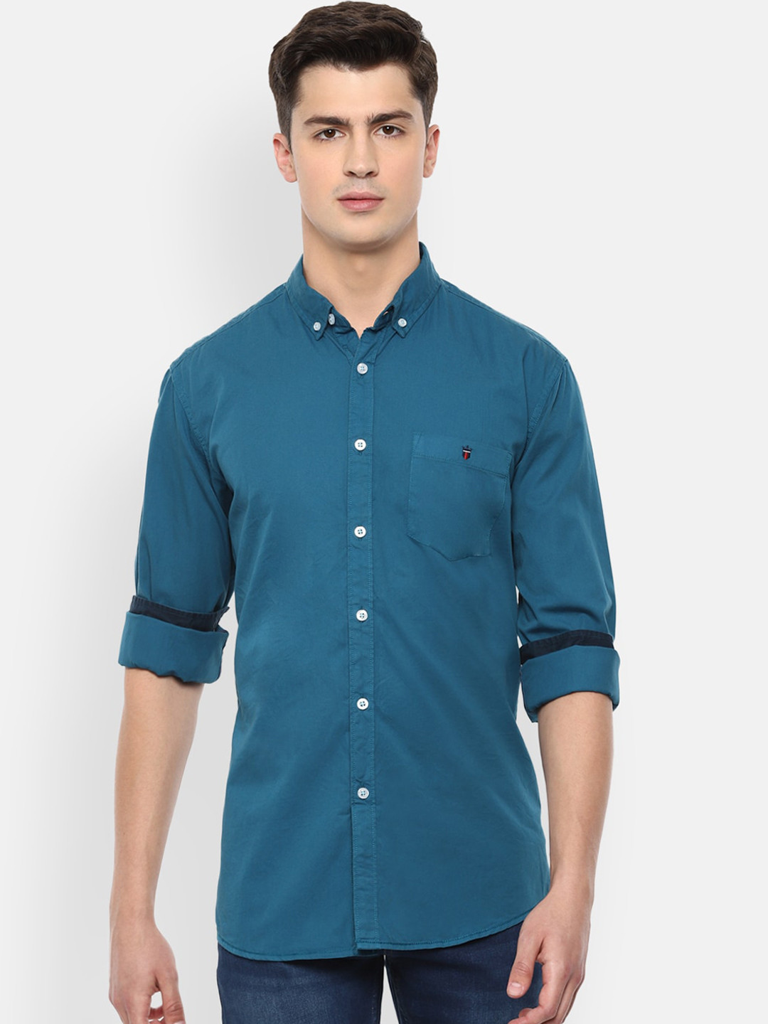 

Louis Philippe Jeans Men Blue Slim Fit Solid Casual Shirt