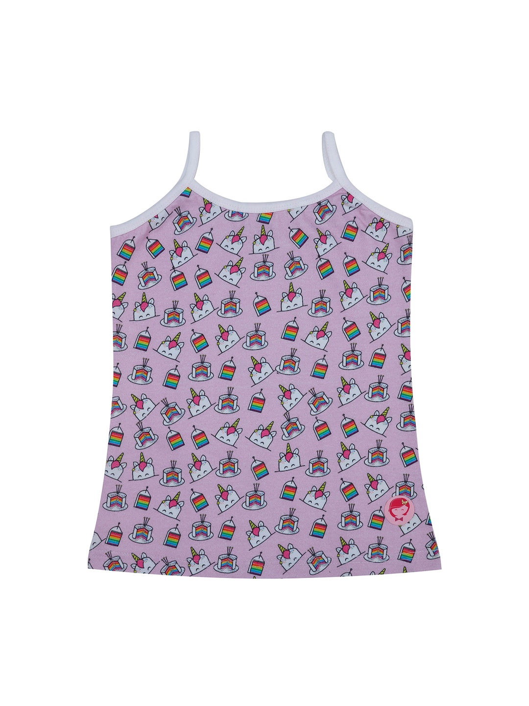 

DChica Girls Purple & White Unicorn Cake Printed Camisole