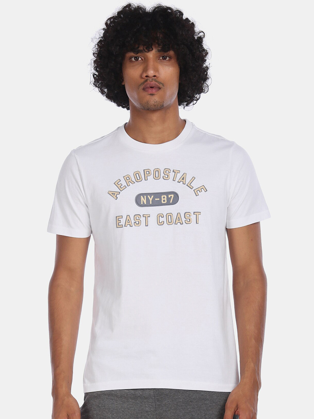 

Aeropostale Men White Printed Round Neck T-shirt