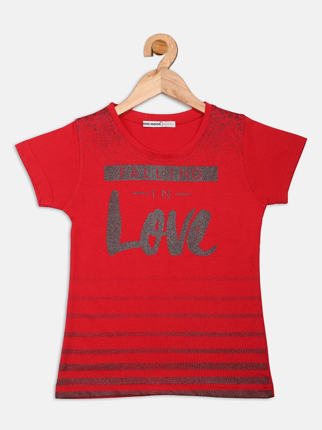 Nins Moda Red Printed Regular Top