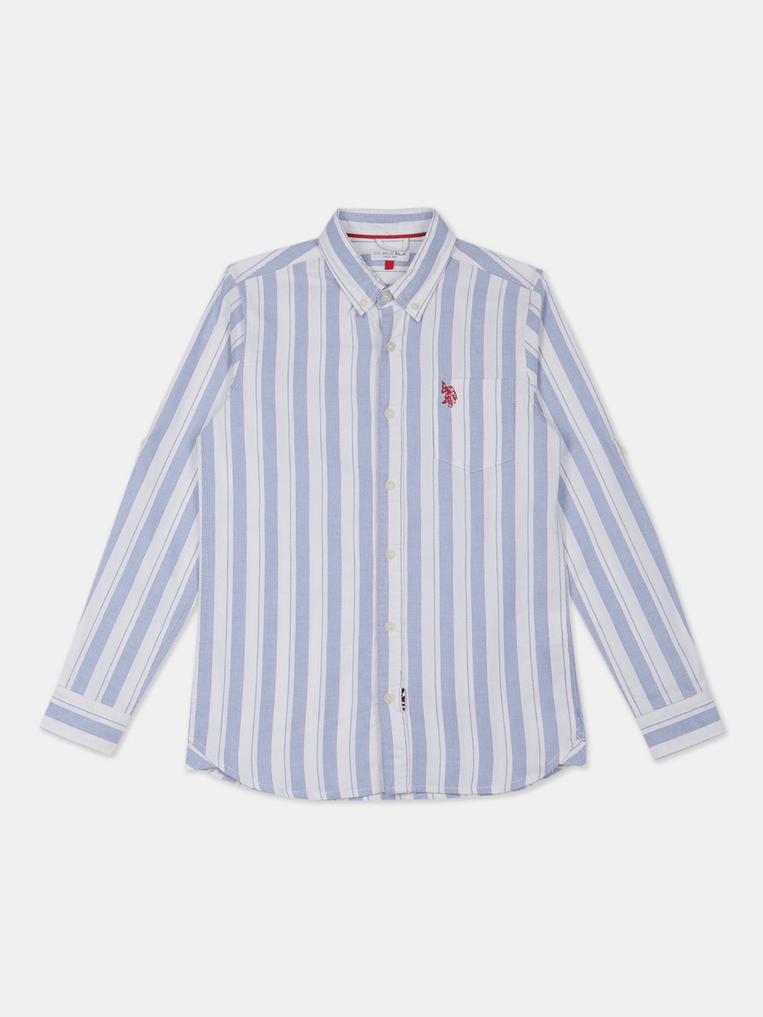 

U.S. Polo Assn. Kids Boys Blue Regular Fit Striped Casual Shirt