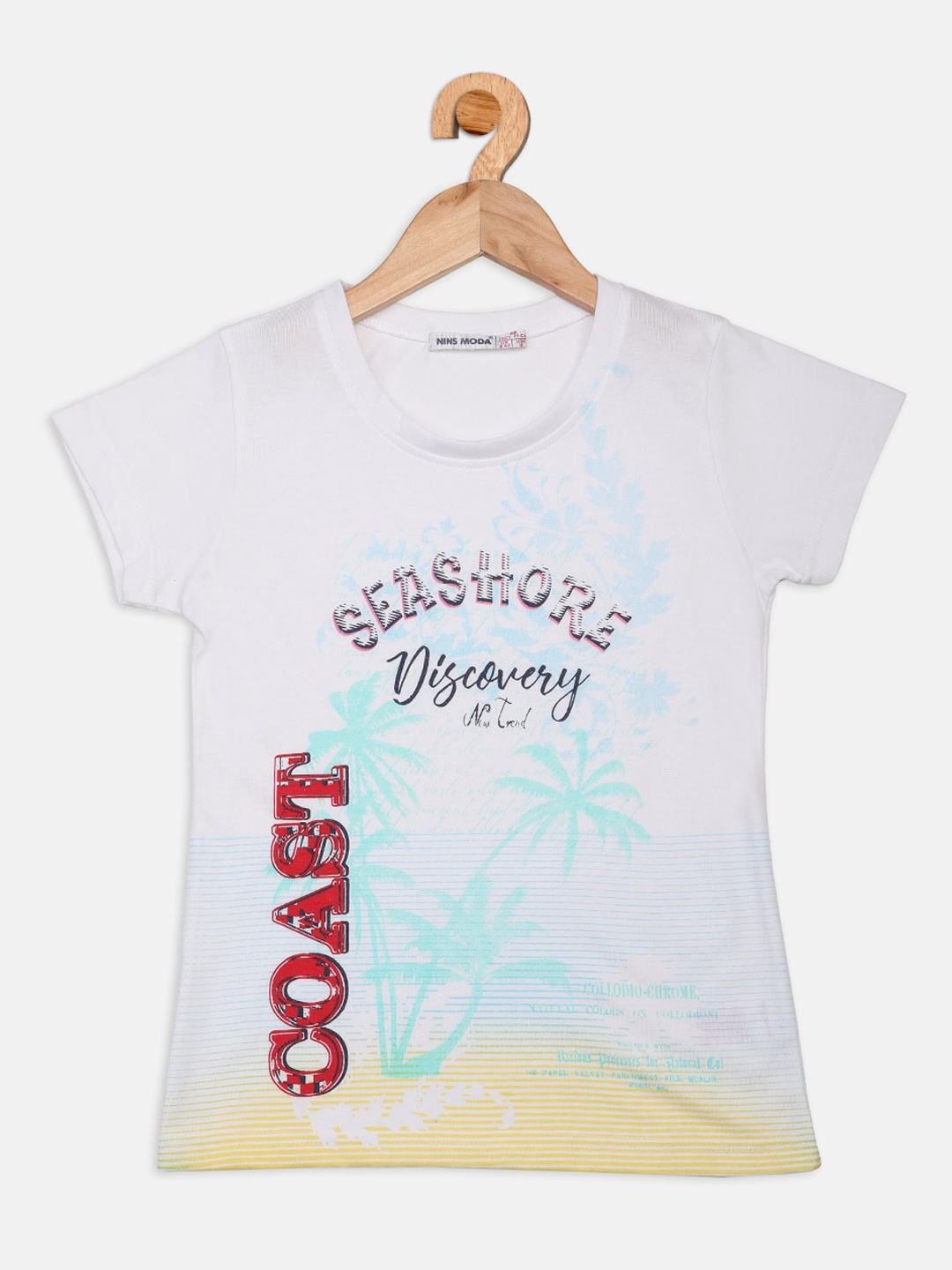 

Nins Moda White Printed Regular Top