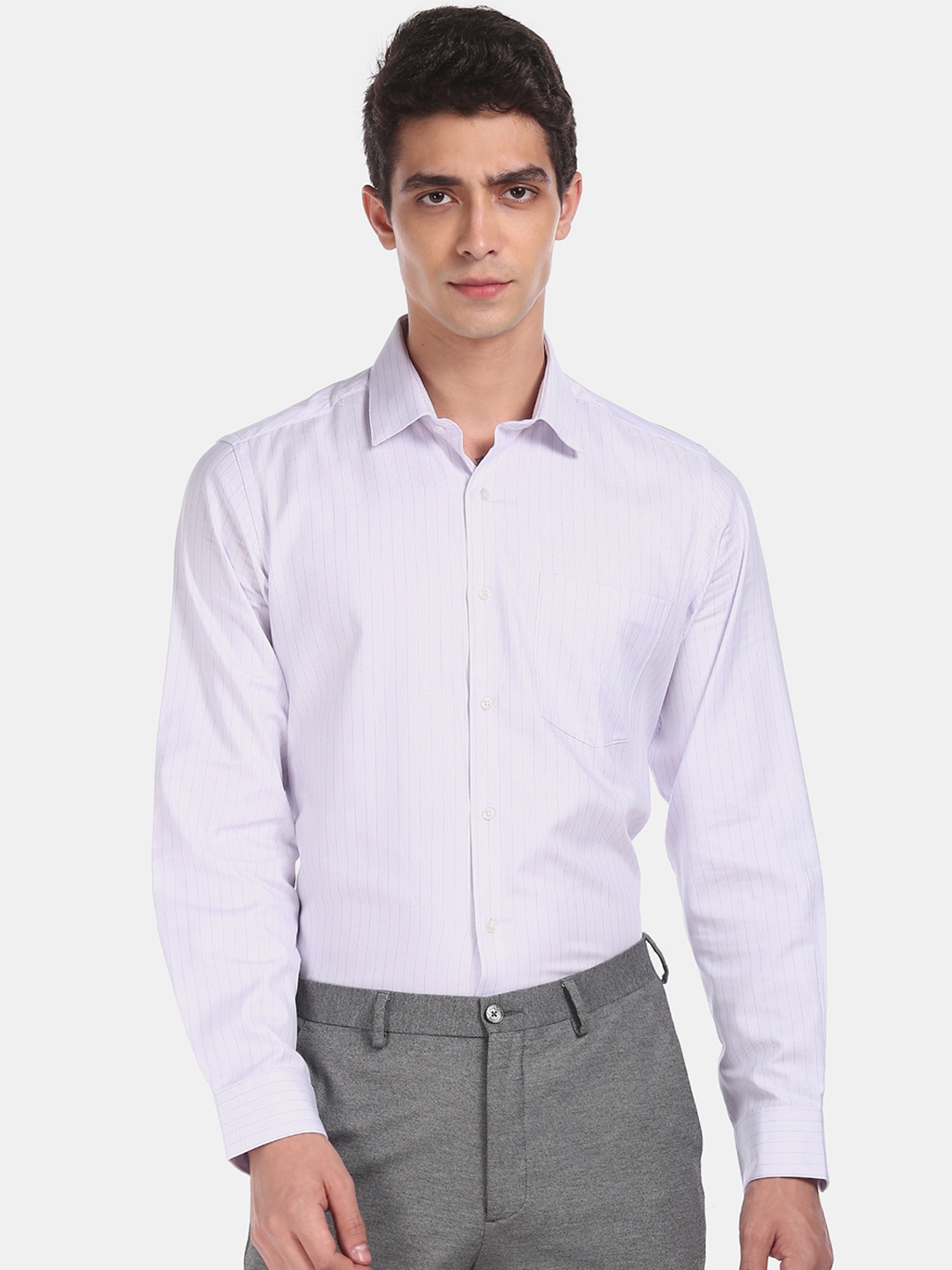 

Arrow Men White Regular Fit Striped Formal Shirt