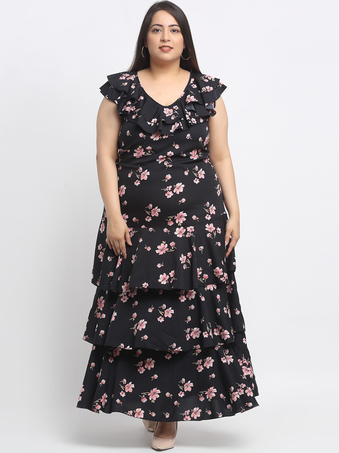 

Flambeur Women Multicoloured Floral Printed Maxi Dress, Multi