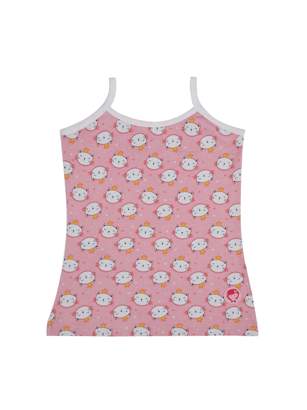 

DChica Girls Pink & White Cat Printed Camisole